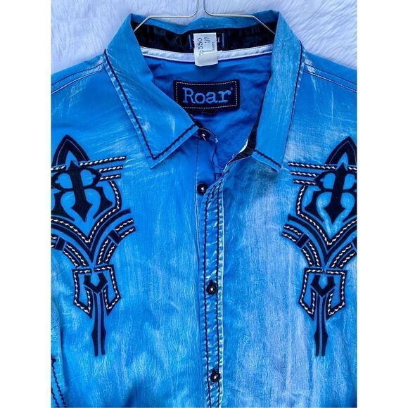 Roar By Buckle SZ XL Men’s Commander Vintage Blue Wash Shirt - Picture 4 of 12